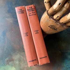 The Bobbsey Twins Two Book Set by Laura Lee Hope-Goldsmith Publishing Co.-vintage children's mystery books-view of the spines