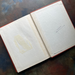 The Book of Cowboys written & illustrated by Holling C. Holling-living book-wild west-cowboy history-US expansion west-living history book-view of the back, inside cover with school stamps, and the remnants of the library pocket