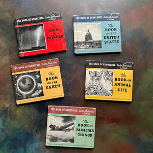 The Book of Knowledge Little Reference Series Books-Wonder-United States-Earth, Animal Life-Familiar Things-vintage educational books for kids-view of the front covers