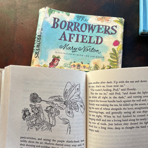 The Borrower's Four Book Set written by Mary Norton with illustrations by Beth and Joe Krush-vintage children's chapter books-award winning books-view of the illustrations in black & white