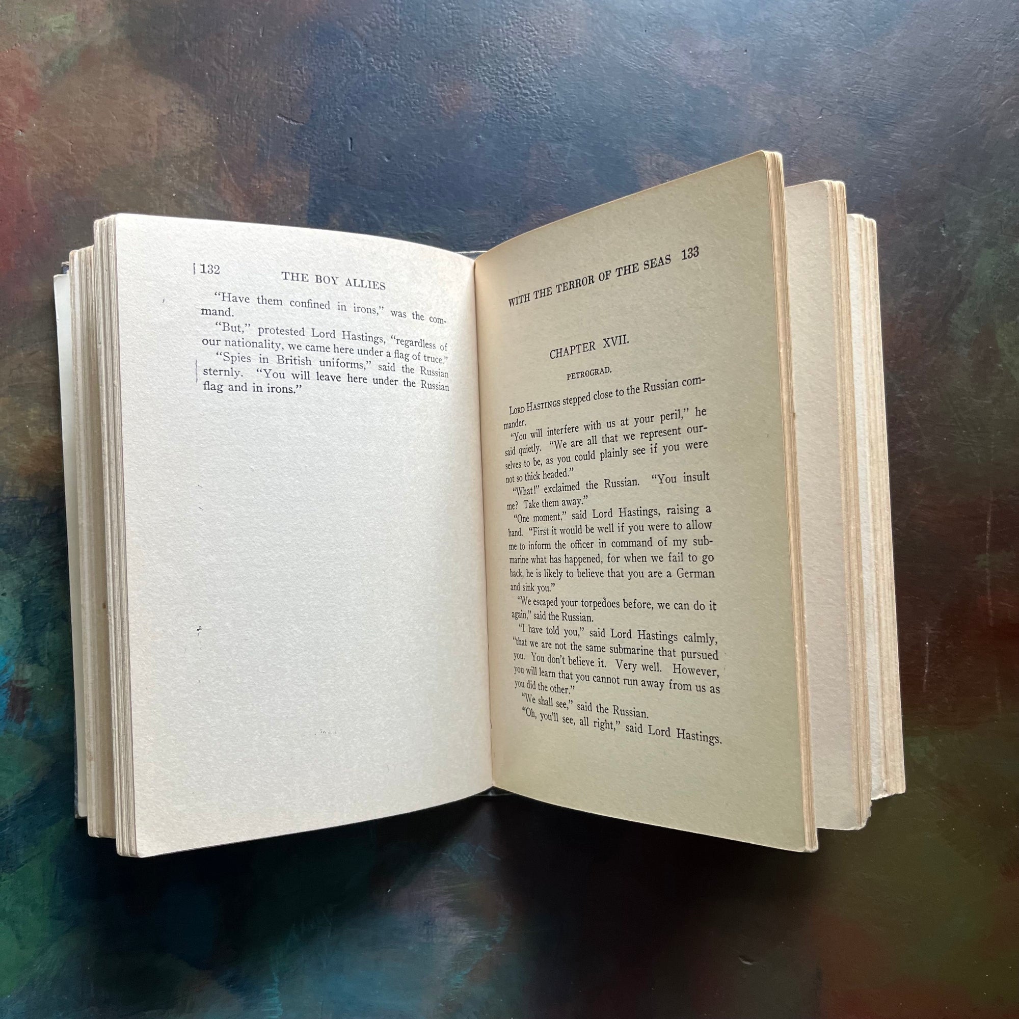 vintage children’s chapter book, adventure series book for boys, The Boy Allies Series – The Boy Allies with the Terror of the Seas by Ensign Robert L. Drake - view of the inside content