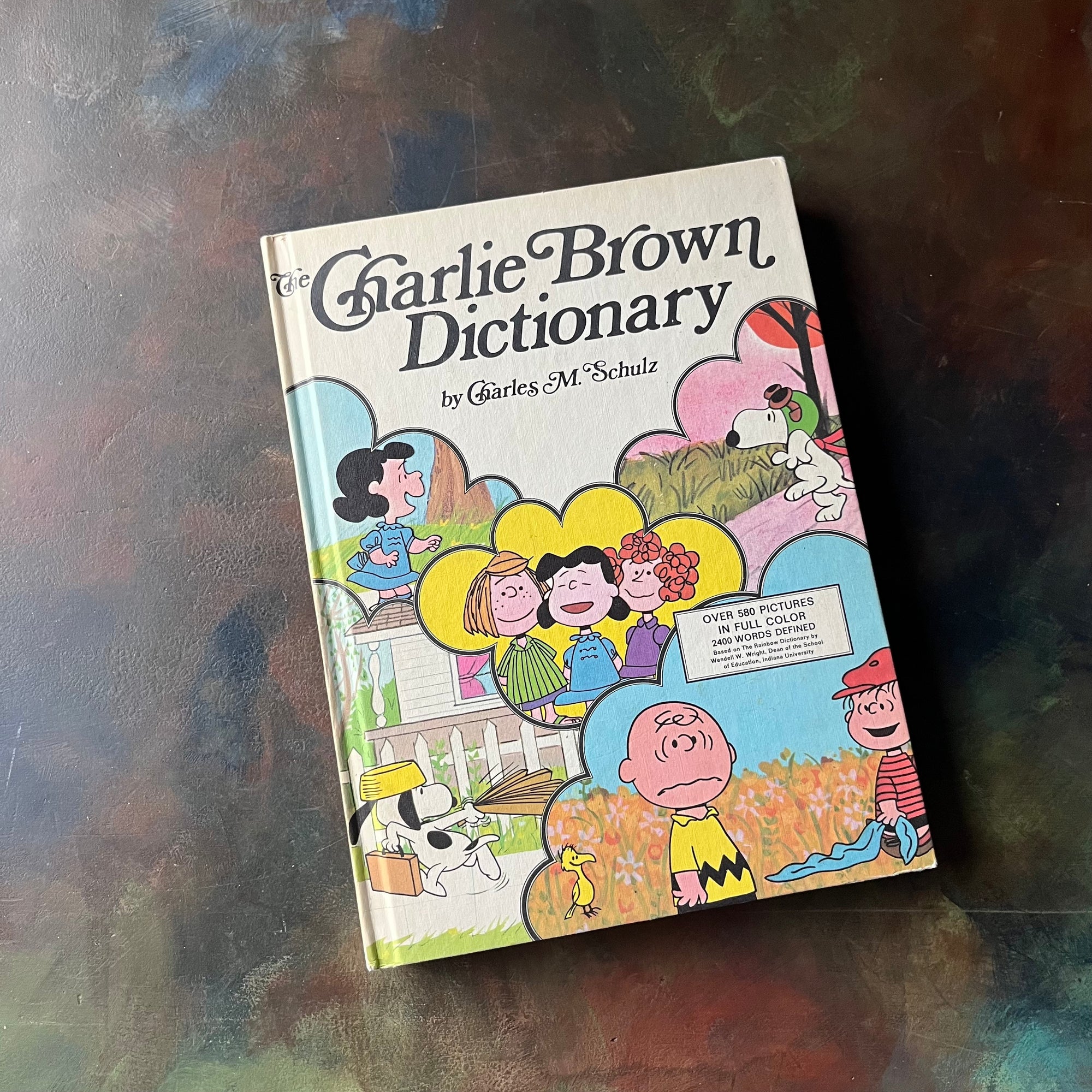 The Charlie Brown Dictionary by Charles M. Schulz-vintage children's beginner dictionary-Charlie Brown & the Peanuts Gang-view of the front cover