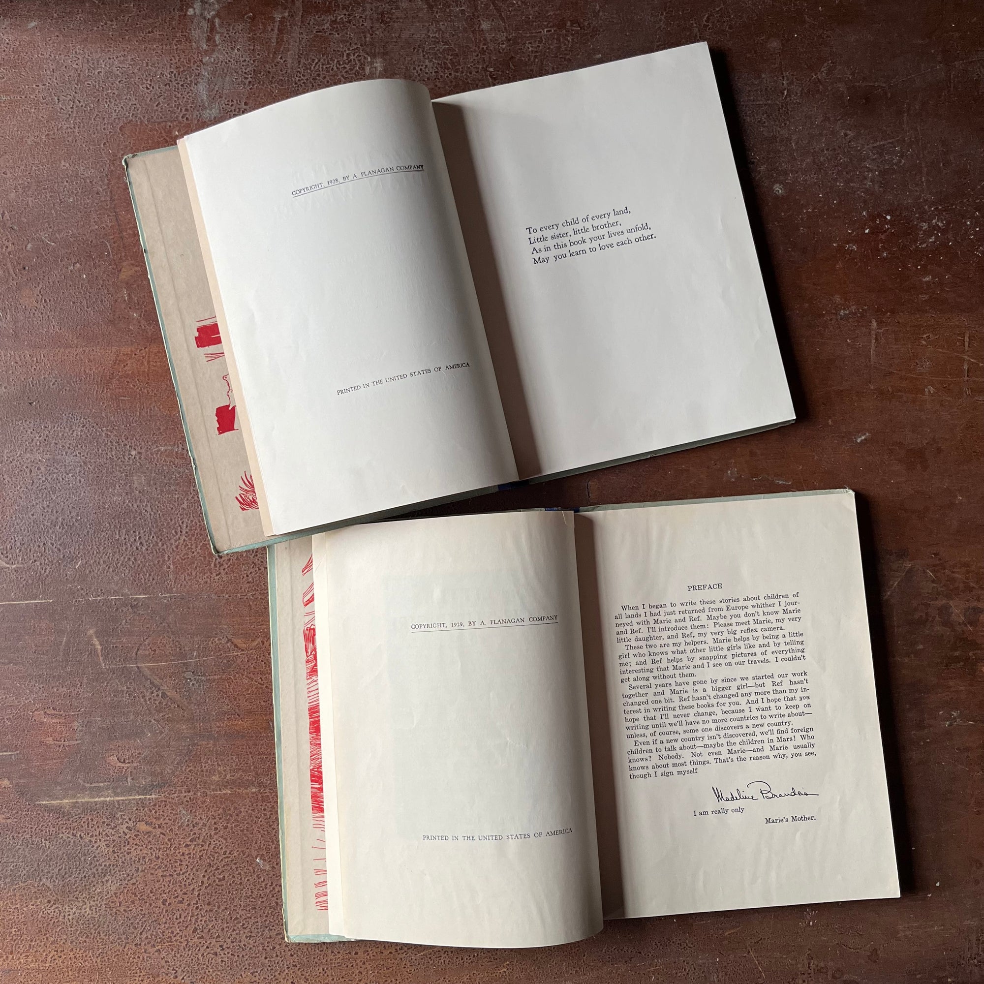 vintage non-fiction for children - The Children of All Lands Stories-The Little Indian Weaver & The Little Dutch Girl written by Madeline Brandeis - view of the copyright pages