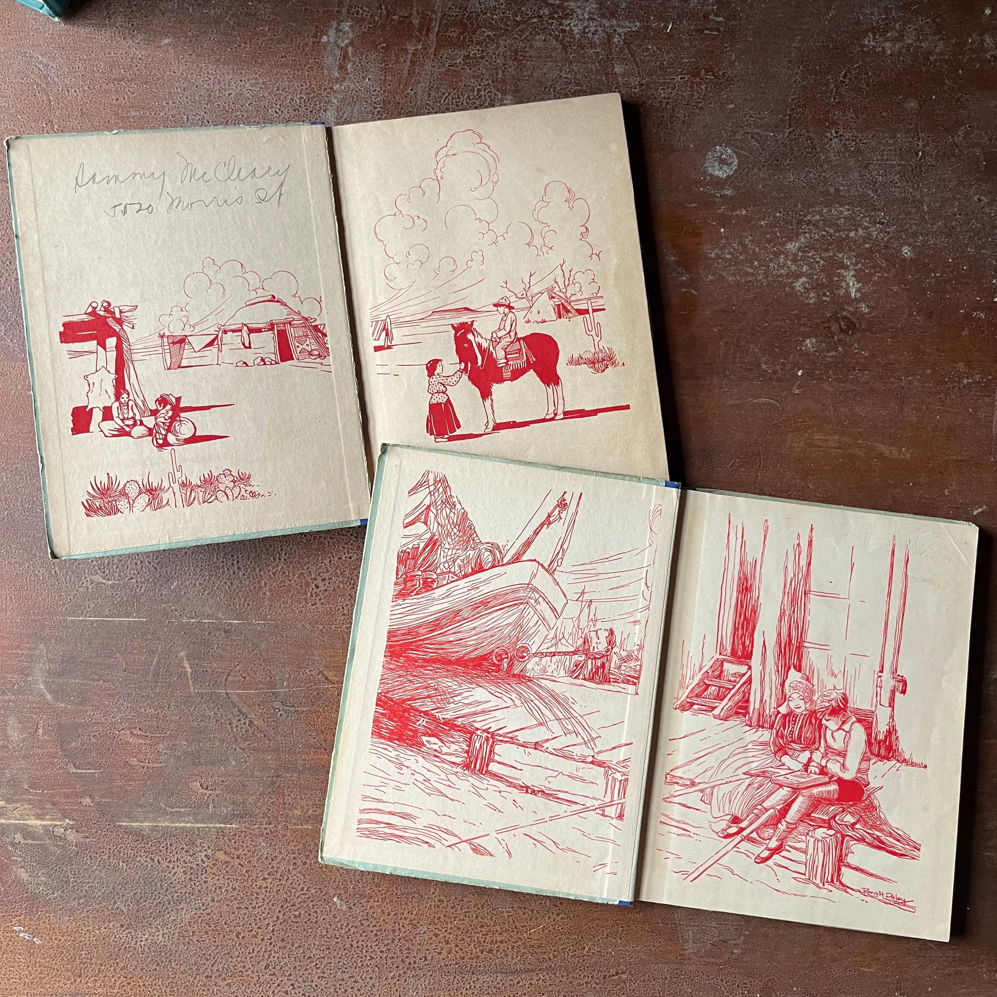 vintage non-fiction for children - The Children of All Lands Stories-The Little Indian Weaver & The Little Dutch Girl written by Madeline Brandeis - view of the inside covers