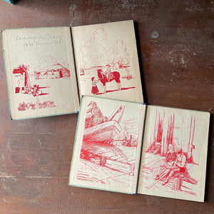 vintage non-fiction for children - The Children of All Lands Stories-The Little Indian Weaver & The Little Dutch Girl written by Madeline Brandeis - view of the inside covers