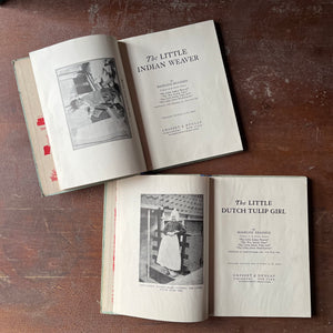 vintage non-fiction for children - The Children of All Lands Stories-The Little Indian Weaver & The Little Dutch Girl written by Madeline Brandeis - view of the title pages