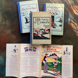The Children of All Lands Stories Book Set-The Wee Scotch Piper-Little Greta of Denmark-The Little Dutch Tulip Girl-living history books-foreign countries-view of the outside of the dust jacket
