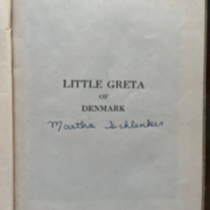 The Children of All Lands Stories Book Set-The Wee Scotch Piper-Little Greta of Denmark-The Little Dutch Tulip Girl-living history books-foreign countries-view of the half title page with a name written in ink
