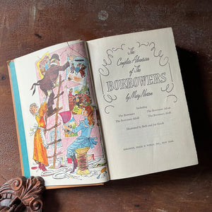 vintage children's chapter book, complete book set - The Complete Adventures of the Borrowers written by Mary Norton with illustrations by Beth & Joe Krush- view of the title page