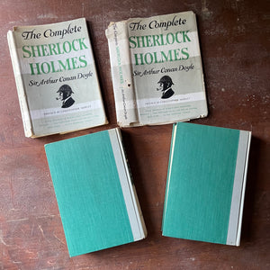 vintage mysteries - The Complete Sherlock Holmes Two Volume Book Set written by Sir Arthur Conan Doyle - view of the back covers