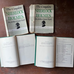 vintage mysteries - The Complete Sherlock Holmes Two Volume Book Set written by Sir Arthur Conan Doyle - view of the copyright & contents pages