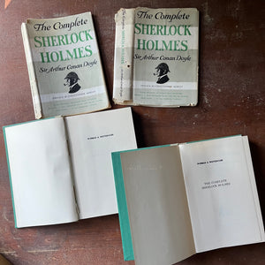 vintage mysteries - The Complete Sherlock Holmes Two Volume Book Set written by Sir Arthur Conan Doyle - view of the half title page with a name written in ink