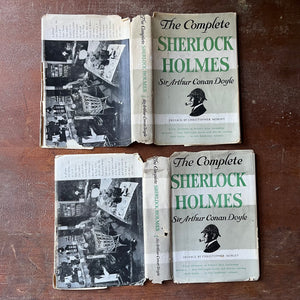 vintage mysteries - The Complete Sherlock Holmes Two Volume Book Set written by Sir Arthur Conan Doyle - view of the front/back/spine of the dust jacket