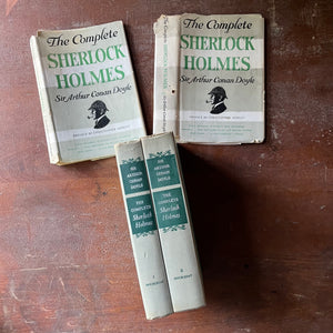 vintage mysteries - The Complete Sherlock Holmes Two Volume Book Set written by Sir Arthur Conan Doyle - view of the spines