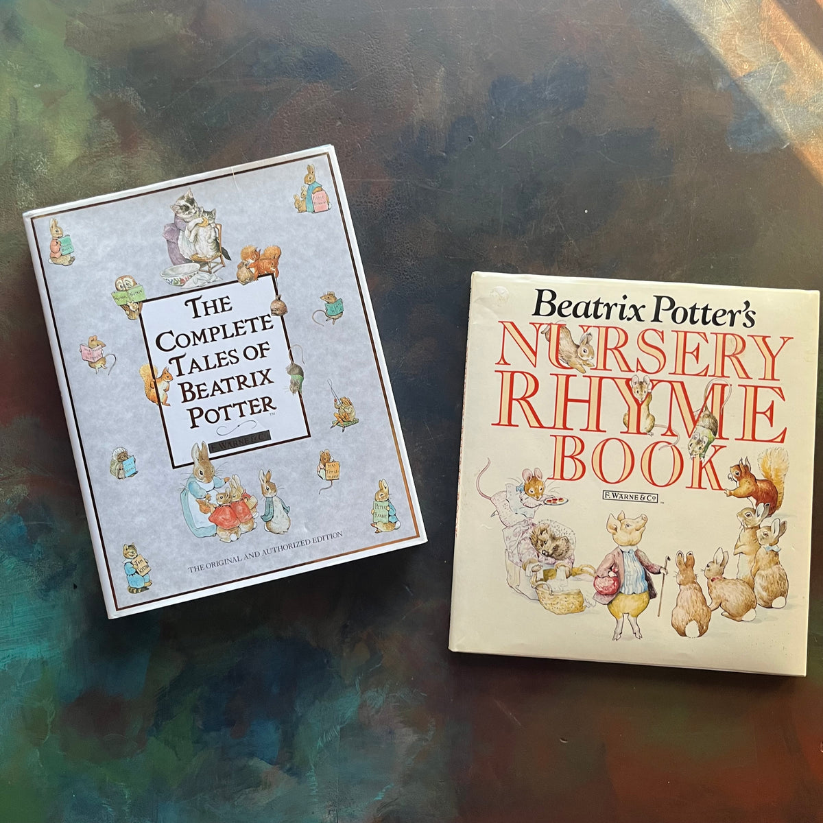 The Complete Tales of Beatrix Potter and Beatrix Potter's Nursery Rhyme Book-vintage children's picture books-view of the dust jacket's front covers