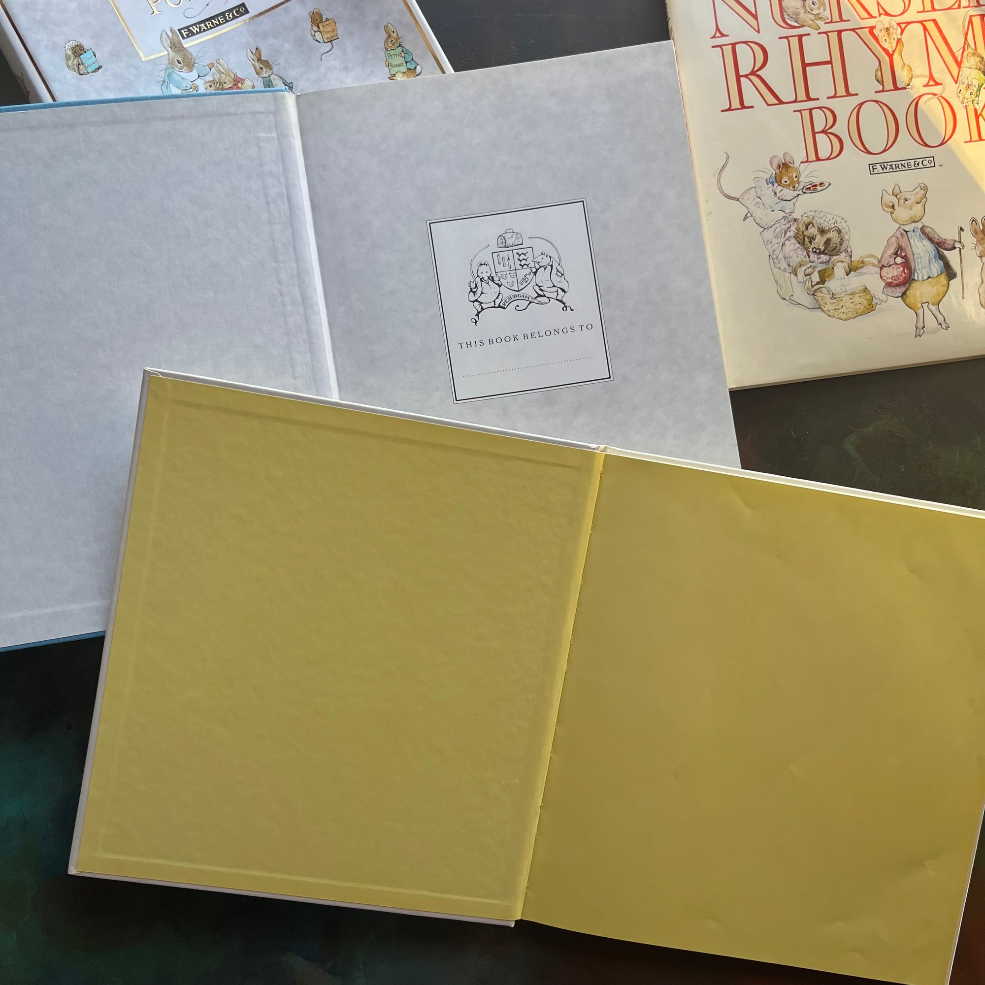 The Complete Tales of Beatrix Potter and Beatrix Potter's Nursery Rhyme Book-vintage children's picture books-view of the inside covers