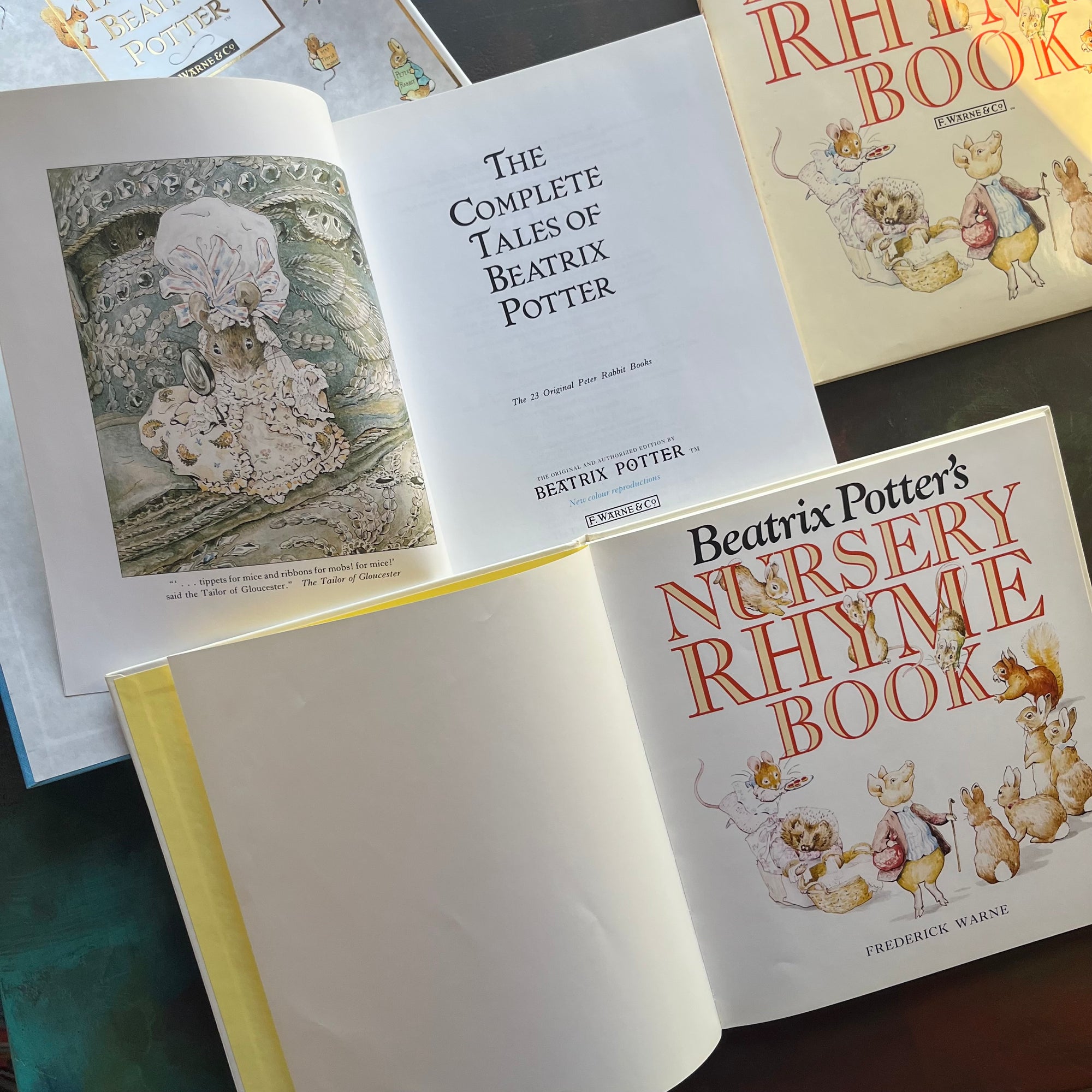 The Complete Tales of Beatrix Potter and Beatrix Potter's Nursery Rhyme Book-vintage children's picture books-view of the title pages