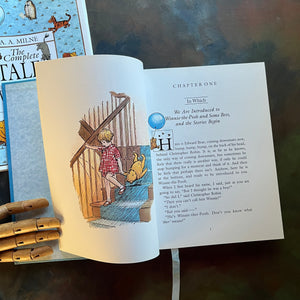 The Complete Tales of Winnie the Pooh and The House at Pooh Corner-A.A. Milne-E. H. Shepard-vintage children's classics-read aloud revival books-view of the full color illustrations & our first view of  Christopher Robin and Winnie the Pooh