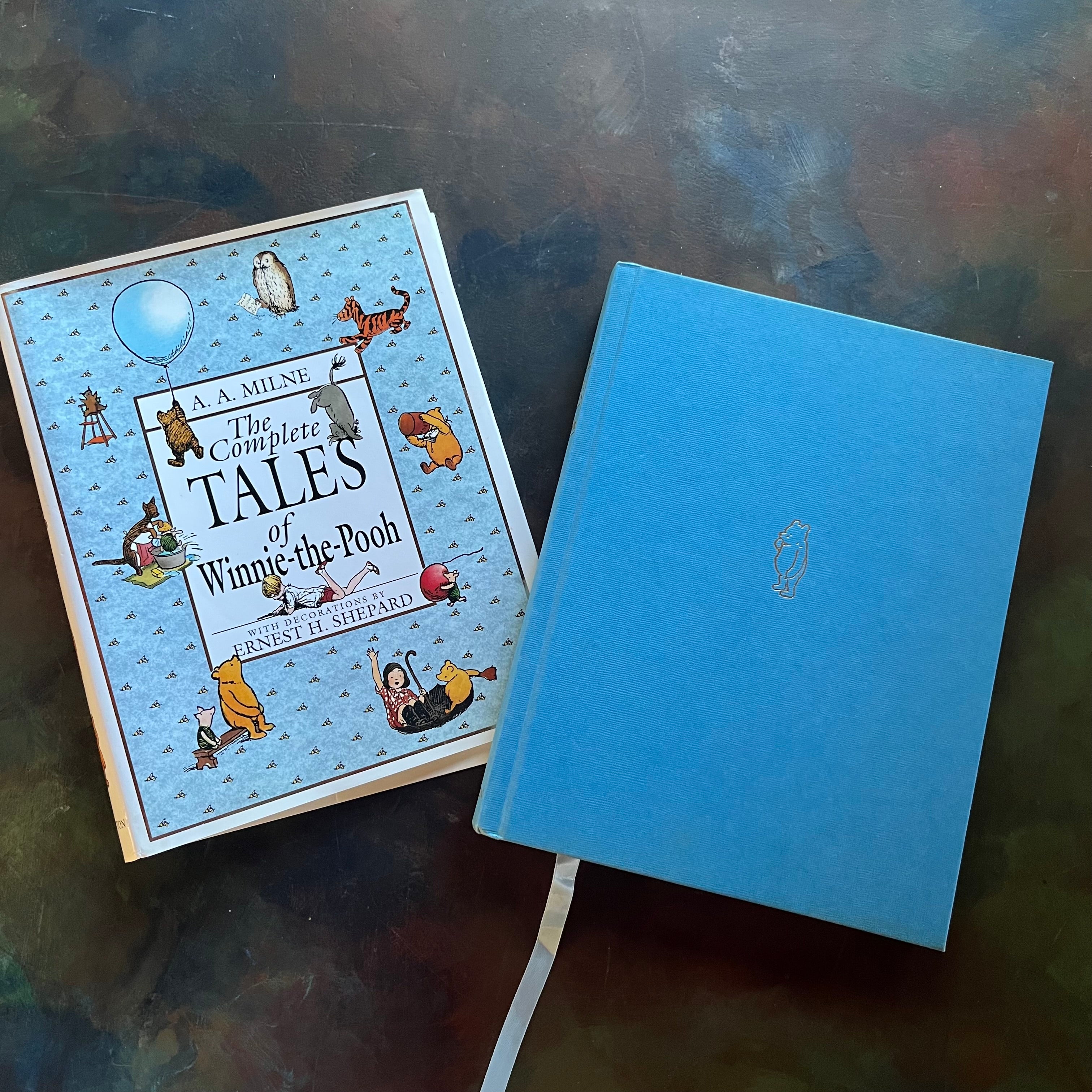 The Complete Tales of Winnie the Pooh and The House at Pooh Corner-A.A. Milne-E. H. Shepard-vintage children's classics-read aloud revival books-view of the clothbound cover with Winnie the pooh embossed in the middle