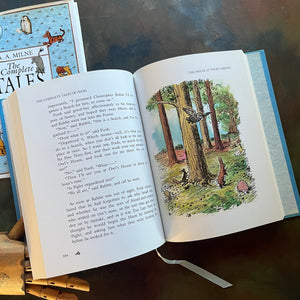 The Complete Tales of Winnie the Pooh and The House at Pooh Corner-A.A. Milne-E. H. Shepard-vintage children's classics-read aloud revival books-view of the full page color illustration of a few of the animals in the hundred acre wood