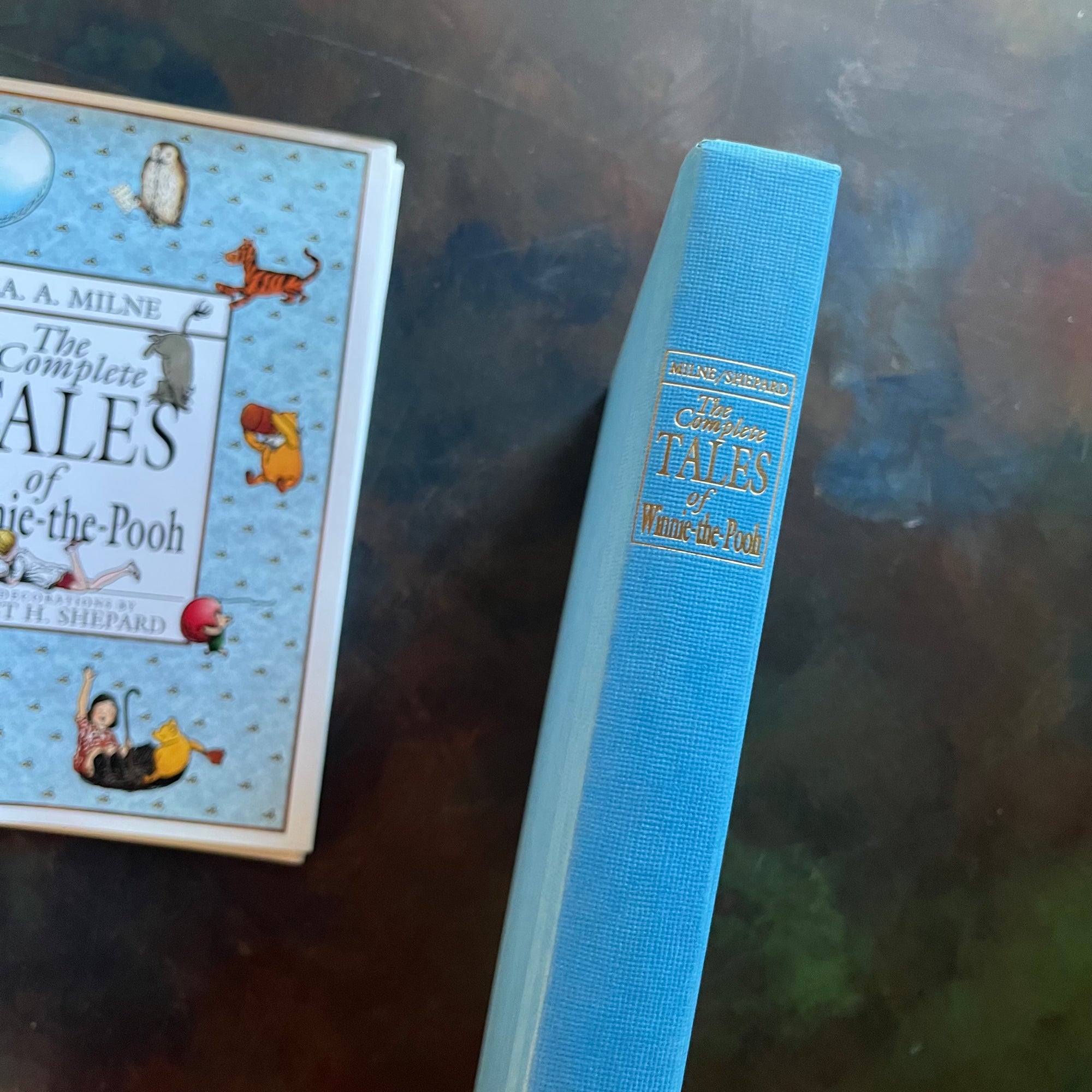 The Complete Tales of Winnie the Pooh and The House at Pooh Corner-A.A. Milne-E. H. Shepard-vintage children's classics-read aloud revival books-view of the spine