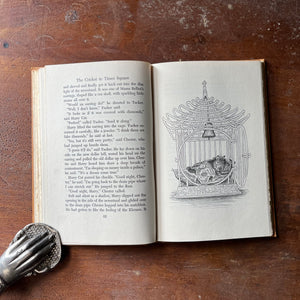 vintage children's book, Newbery medal book - The Cricket in Times Square by George Selden with Illustrations by Garth Williams - view of the full-page illustrations
