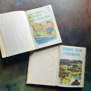 The Developmental Reading Series Book Set published by Lyons and Carnahan-Down Our Way-Stories from Everywhere-vintage school readers - view of the title pages