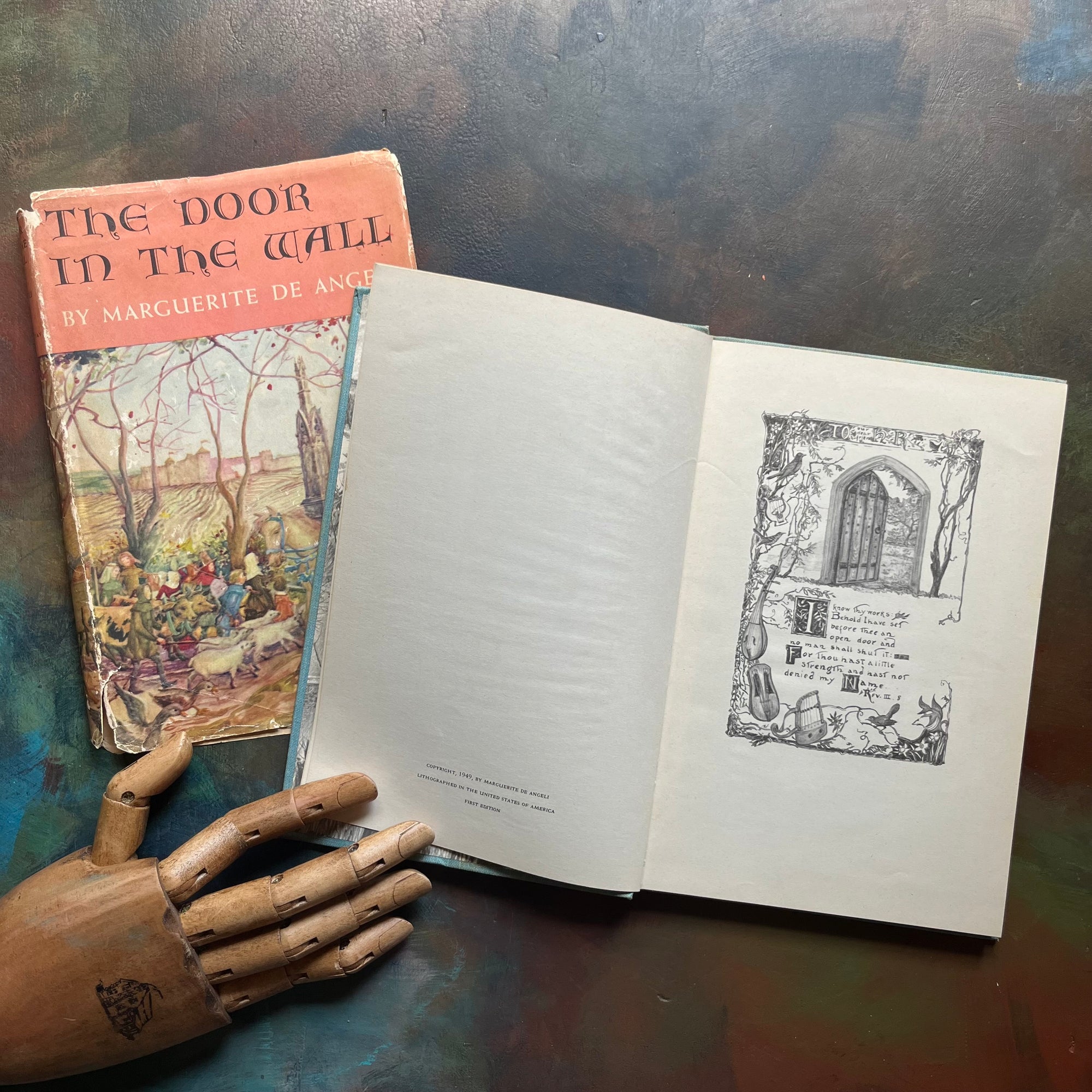 The Door in the Wall Written by Marguerite de Angeli-1950 Newbery Award Winning Book-vintage children's chapter book-view of the copyright & dedication pages