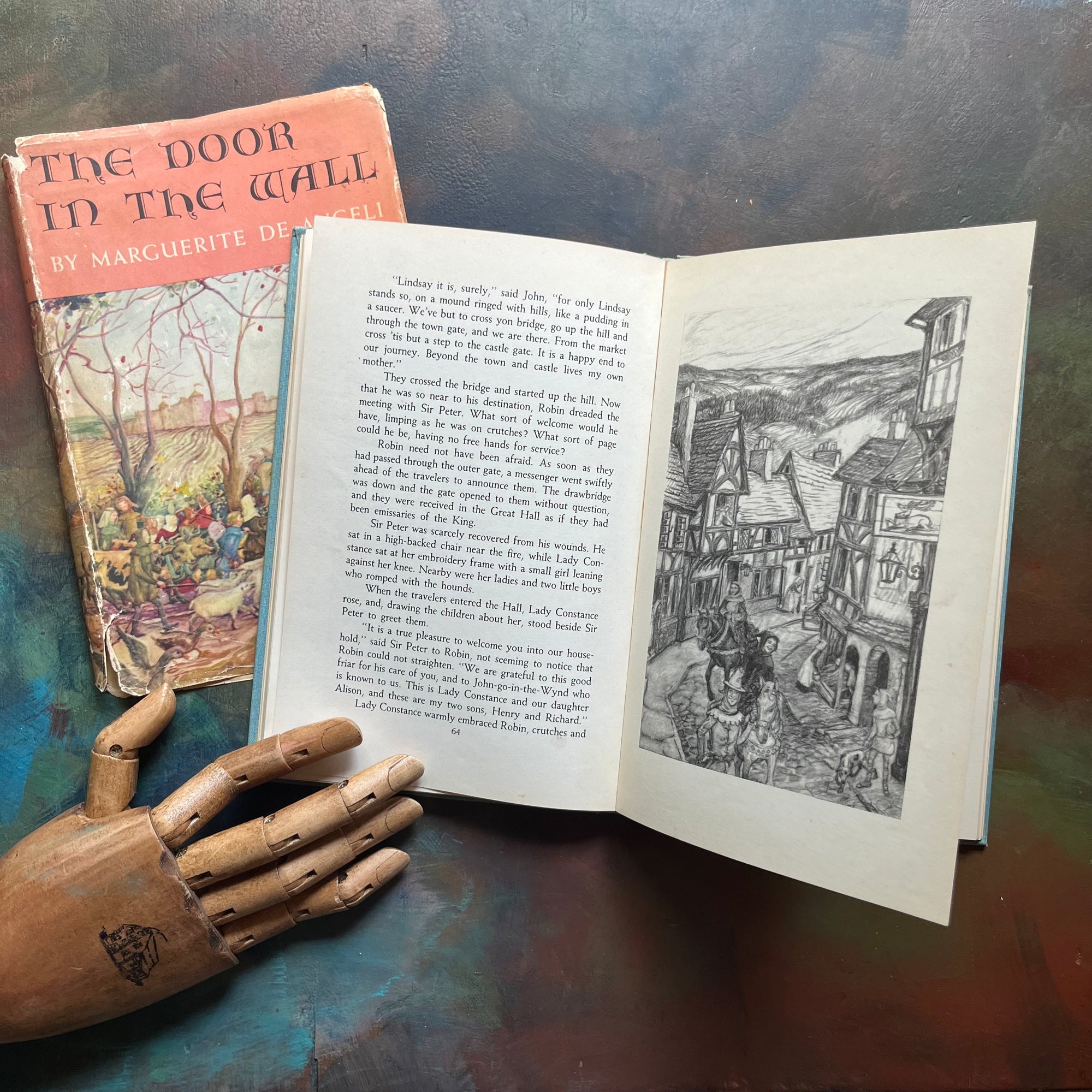 The Door in the Wall Written by Marguerite de Angeli-1950 Newbery Award Winning Book-vintage children's chapter book-view of the full page illustrations