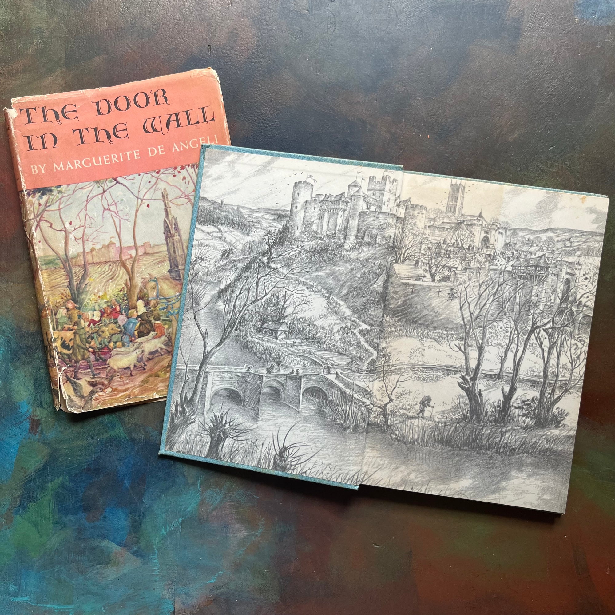 The Door in the Wall Written by Marguerite de Angeli-1950 Newbery Award Winning Book-vintage children's chapter book-view of the inside cover
