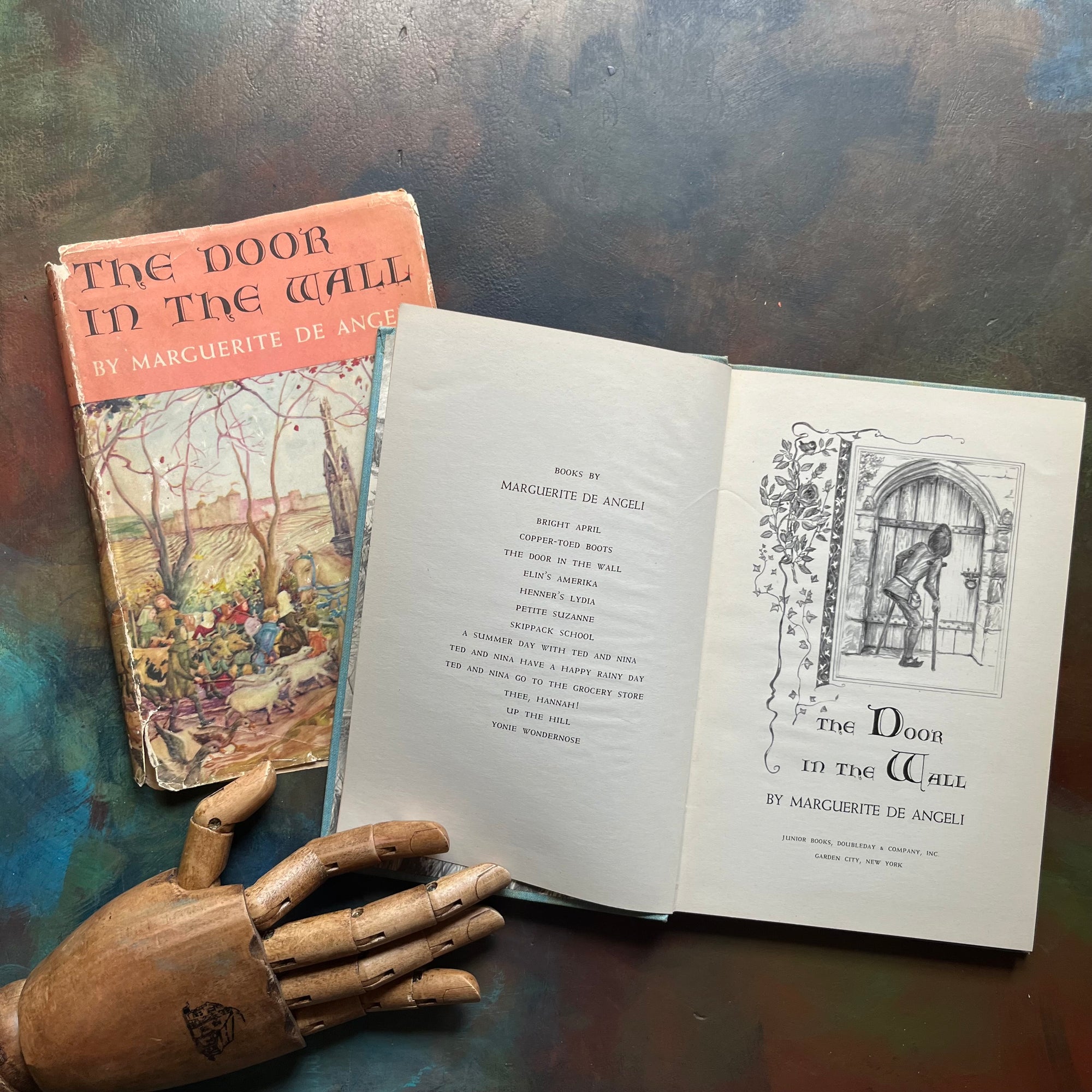 The Door in the Wall Written by Marguerite de Angeli-1950 Newbery Award Winning Book-vintage children's chapter book-view of the title page as well as a list of other books she wrote