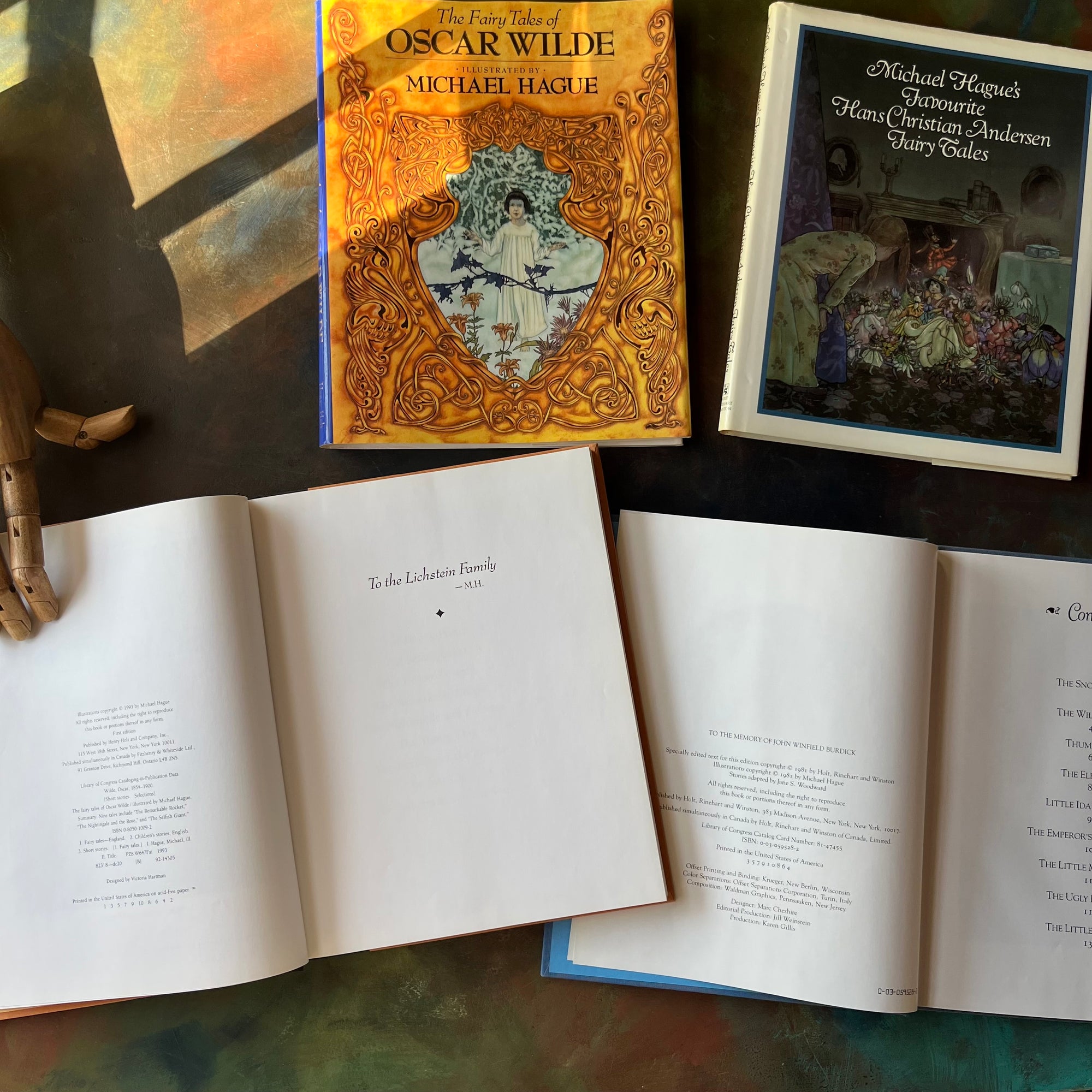 The Fairy Tales of Oscar Wilde & Michael Hague's Favourite Hans Christian Andersen Fairy Tales-Michael Hague illustrations-vintage children's books-view of the copyright pages