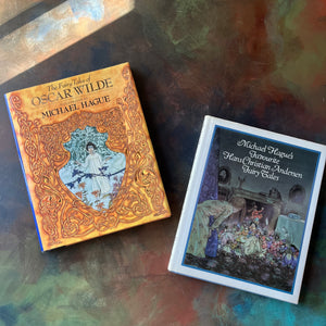 The Fairy Tales of Oscar Wilde & Michael Hague's Favourite Hans Christian Andersen Fairy Tales-Michael Hague illustrations-vintage children's books-view of the dust jacket's covers