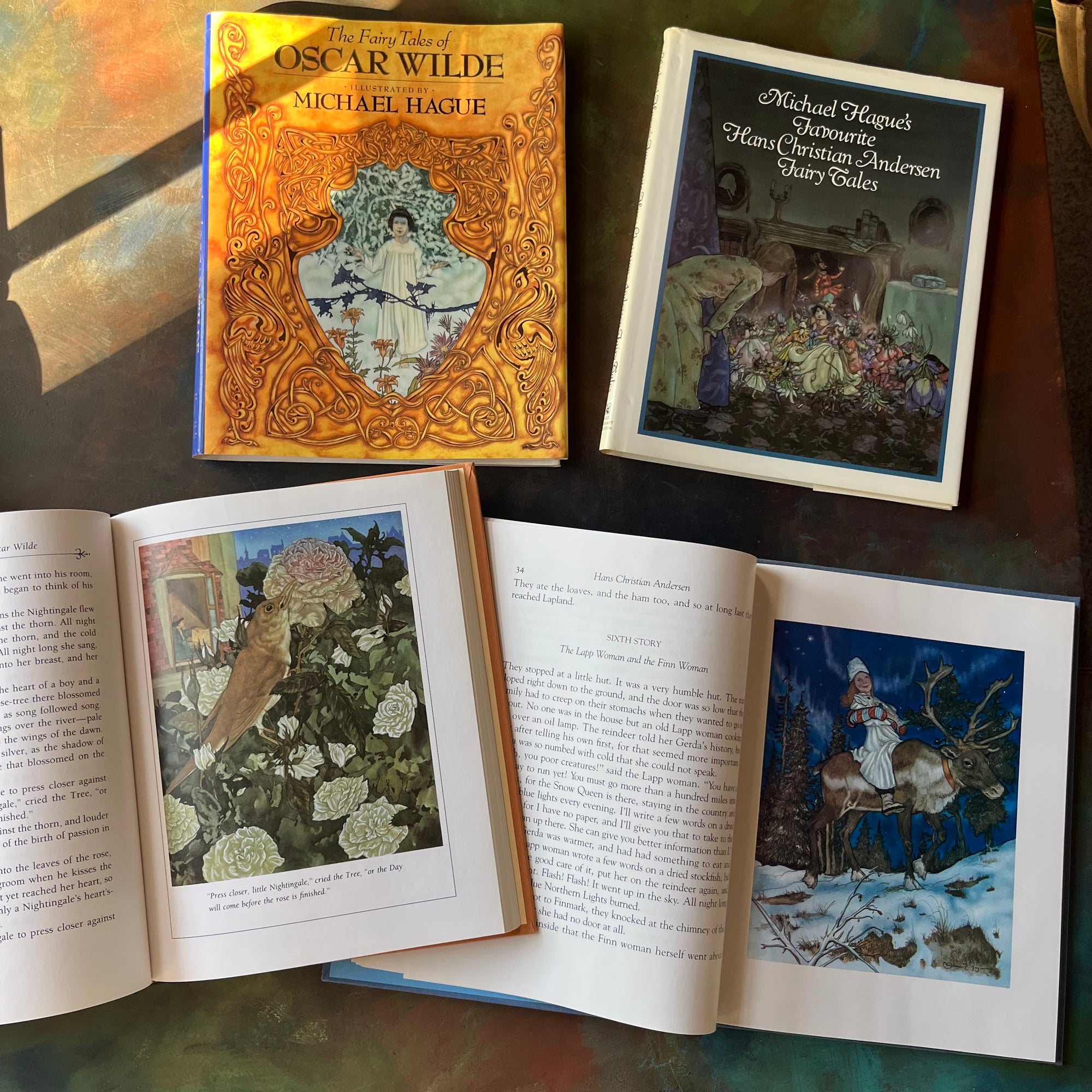 The Fairy Tales of Oscar Wilde & Michael Hague's Favourite Hans Christian Andersen Fairy Tales-Michael Hague illustrations-vintage children's books-view of the illustrations