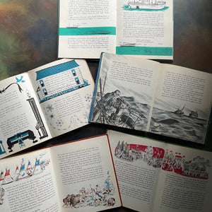 The First Book of Series Book Set of 5-Indians-Suprising Facts-Holidays-Antarctic-Ships-vintage children's books for sale-view of the illustrations