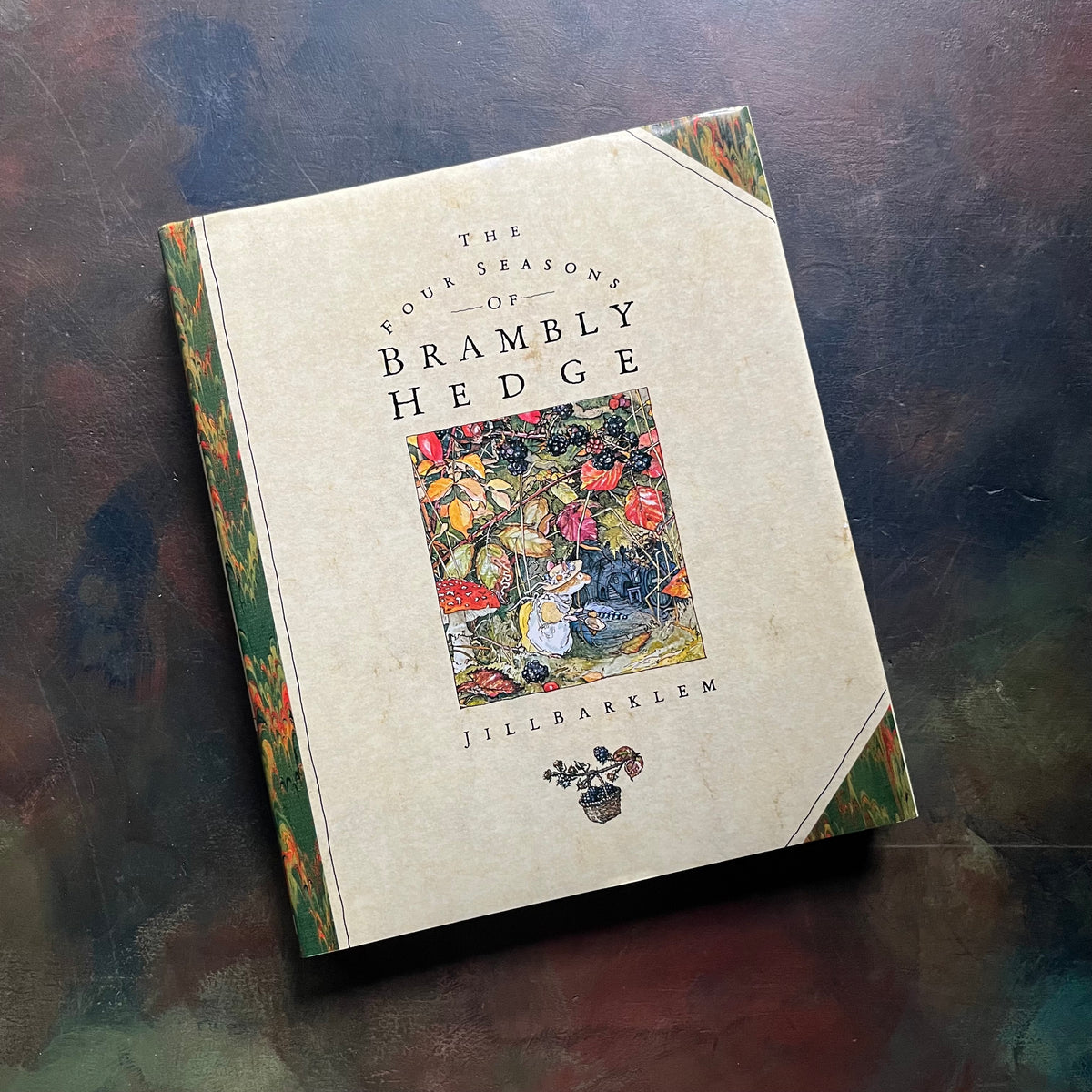 The Four Seasons of Brambley Hedge-written and illustrated by Jill Barklem-classic picture book anthology-read-aloud favorite-homeschool-favorite-view of the dust jacket's cover featuring a beautifully detailed image from one of the stories within the pages