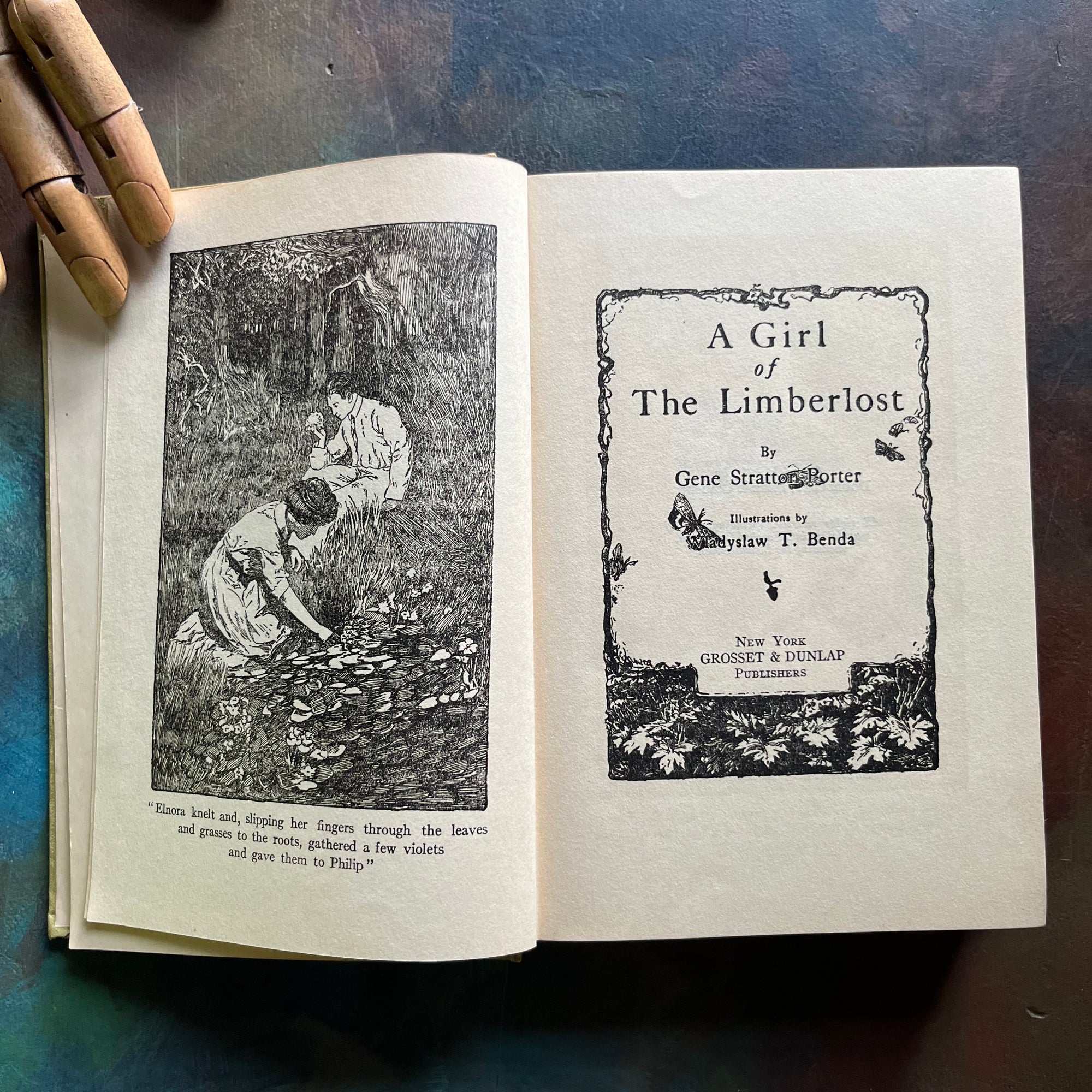 The Girl of the Limberlost-Gene Stratton-Porter-vintage novel-Limberlost of Indiana-view of the title page and frontispiece