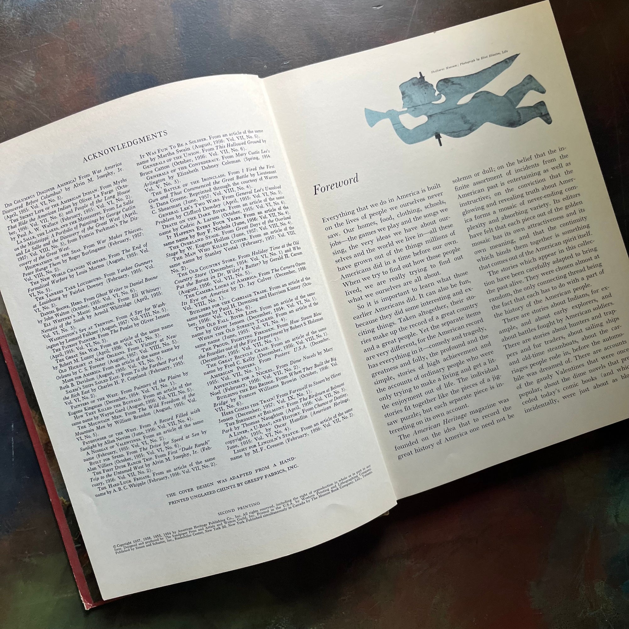 The Golden Book of America-Stories from our Country's Past-Heritage Magazine-US History for Children-America250-view of the copyright, acnoledgements and foreword