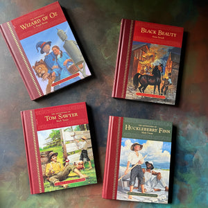 The Great Classics for Children Four Book Set-The Wonderful Wizard of Oz-Black Beauty-The Adventures of Tom Sawyer-The Adventures of Huckleberry Finn-easy chapter books-read aloud favorites-view of the front covers