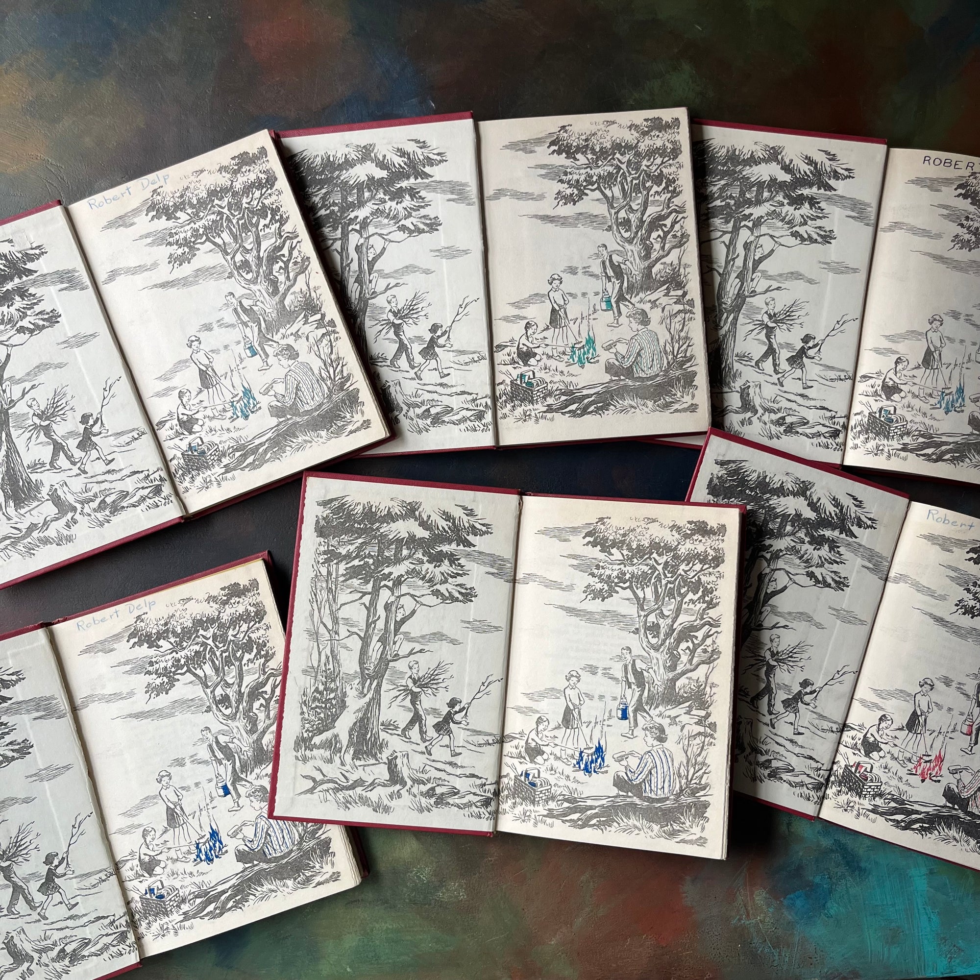 The Happy Hollisters Six Book Set-Jerry West-America's Favorite Classic Mystery Series for Young Readers-Helen Hamilton-vintage children's chapter books-view of the inside covers/end papers