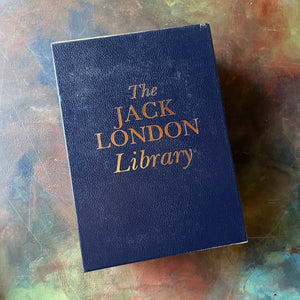 The Jack London Library 2 Volume Set-Tales of the North-Stories of Adventure-Books in Sleeve-Classic American Literature-Gift Book Set-view of the side of the book sleeve with the words "The Jack London Library" in the center
