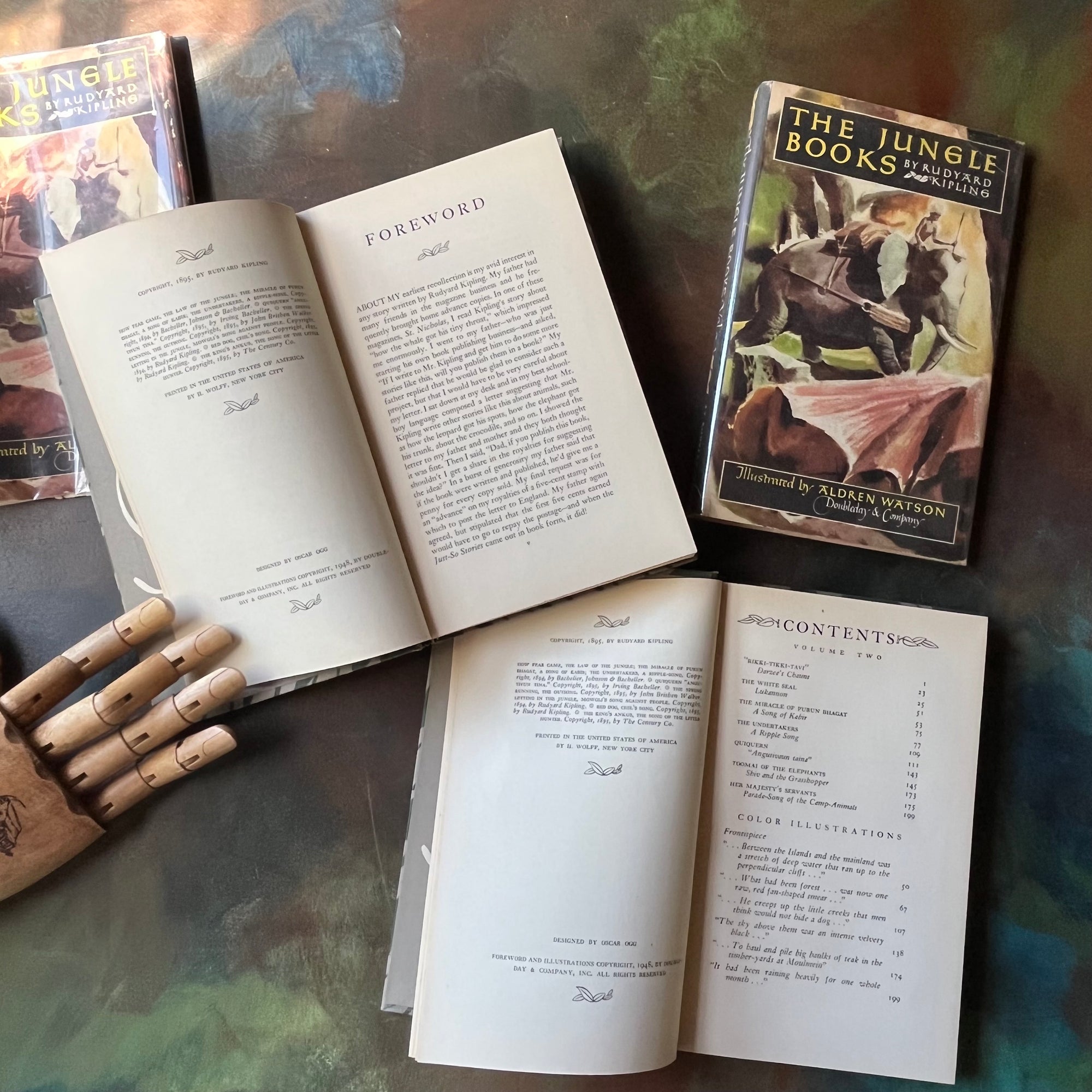 The Jungle Books by Rudyard Kipling Volumes I & II - Junior Illustrated Library Editions-vintage children's classics-view of the copyright pages