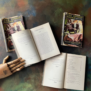 The Jungle Books by Rudyard Kipling Volumes I & II-Junior Illustrated Library Editions-vintage children's classics-view of the copyright, contents & foreward pages