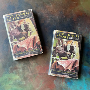 The Jungle Books by Rudyard Kipling Volumes I & II - Junior Illustrated Library Editions-vintage children's classics-view of the dust jacket's front covers