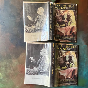 The Jungle Books by Rudyard Kipling Volumes I & II - Junior Illustrated Library Editions-vintage children's classics-view of the outside of the dust jackets with their plastic protectors