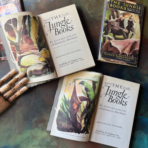The Jungle Books by Rudyard Kipling Volumes I & II - Junior Illustrated Library Editions-vintage children's classics-view of the title pages