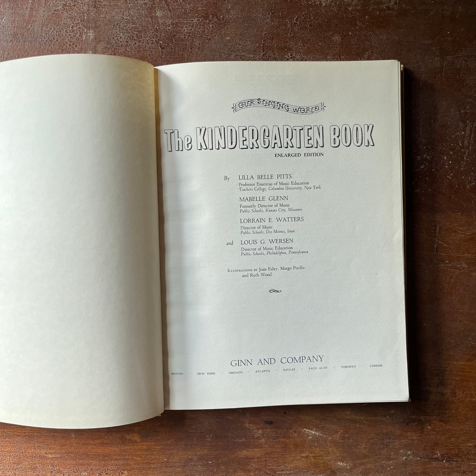 vintage children's schoolbook, vintage schoolbook - The Kindergarten Book Enlarged Edition Our Singing World - view of the title page