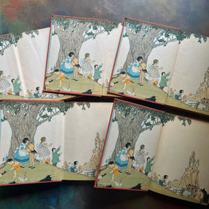 The Little Book House-My Book House Book Set Volumes 3 through 7- edited by Olive Beaupre Miller-1925 Editions-antique children's anthology-view of the inside covers