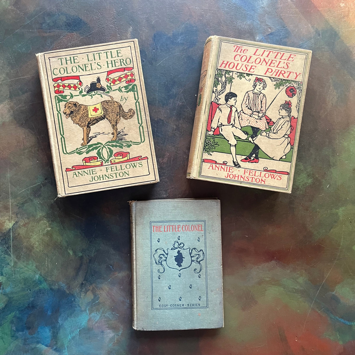 The Little Colonel's Hero, The Little Colonel's House Party, and The Little Colonel-The Cosy Corner Series-Annie Fellows Johnson-vintage children's books-view of the front covers