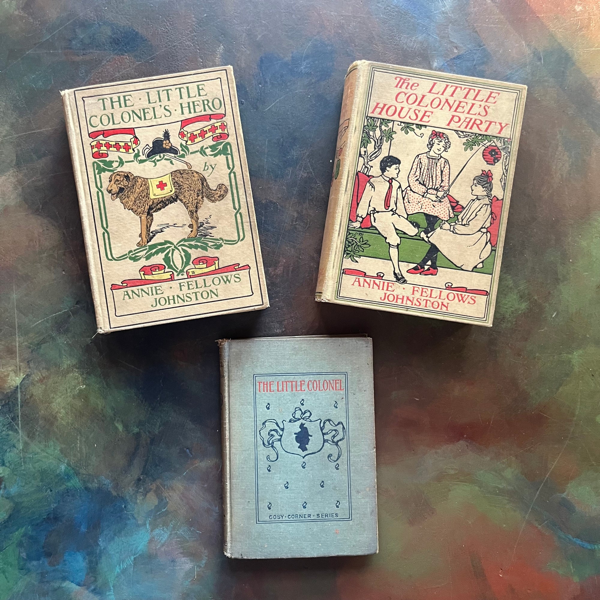 The Little Colonel's Hero, The Little Colonel's House Party, and The Little Colonel-The Cosy Corner Series-Annie Fellows Johnson-vintage children's books-view of the front covers